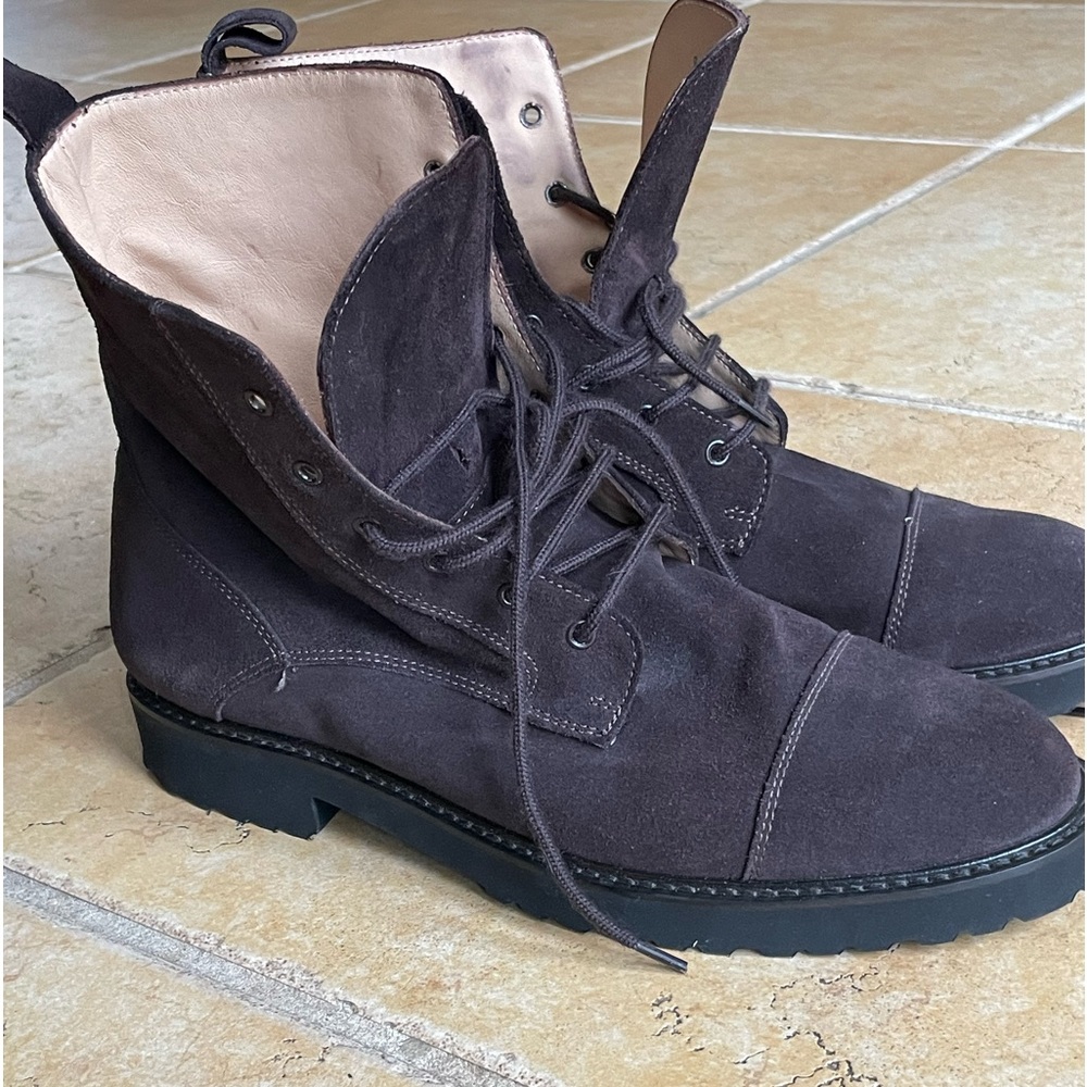 Italian dark brown suede ankle boots